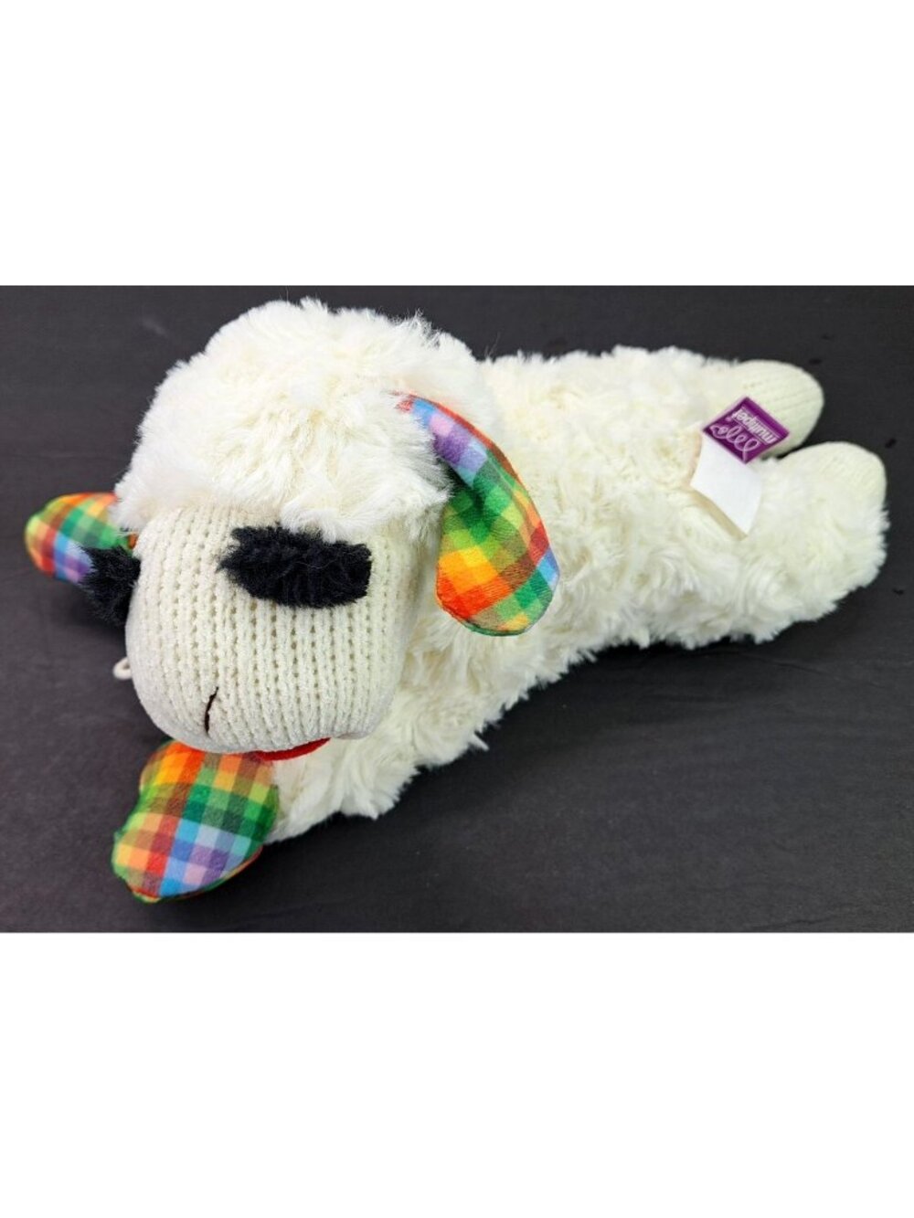 Lambchop Plush Multipet Fluffy Toy Rainbow Plaid Ears Paws New Squeaks Lewis 12"